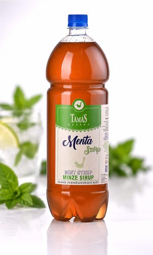 Tamás Pince menta szörp termékfotója, menta szörp frissítő koktélok készítéséhez.