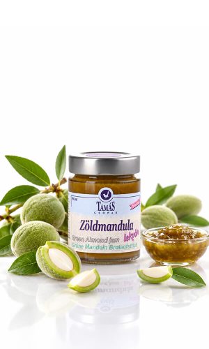 Tamás Pince zöldmandula lekvár termékfotója, zöldmandulával